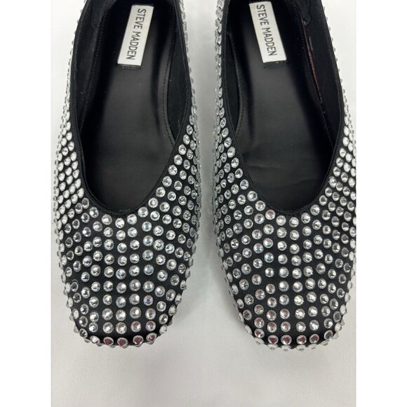 Steve Madden Matais Delphine Ballet Flats Black Satin Rhinestone Studded Size 8 - Picture 9 of 9